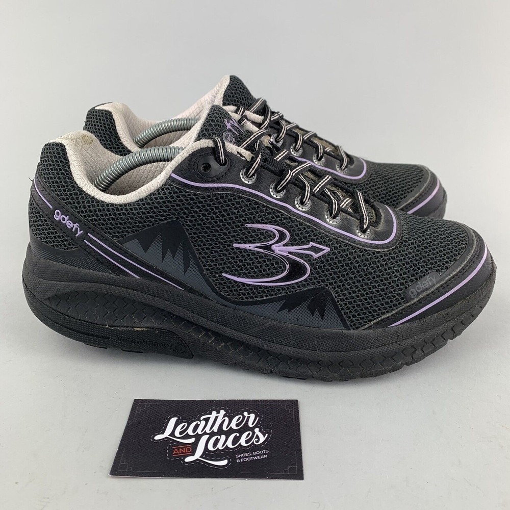Gdefy Gravity Defyer Mighty Walk Womens Sz 9.5 Black Verso Shock Athletic Shoes